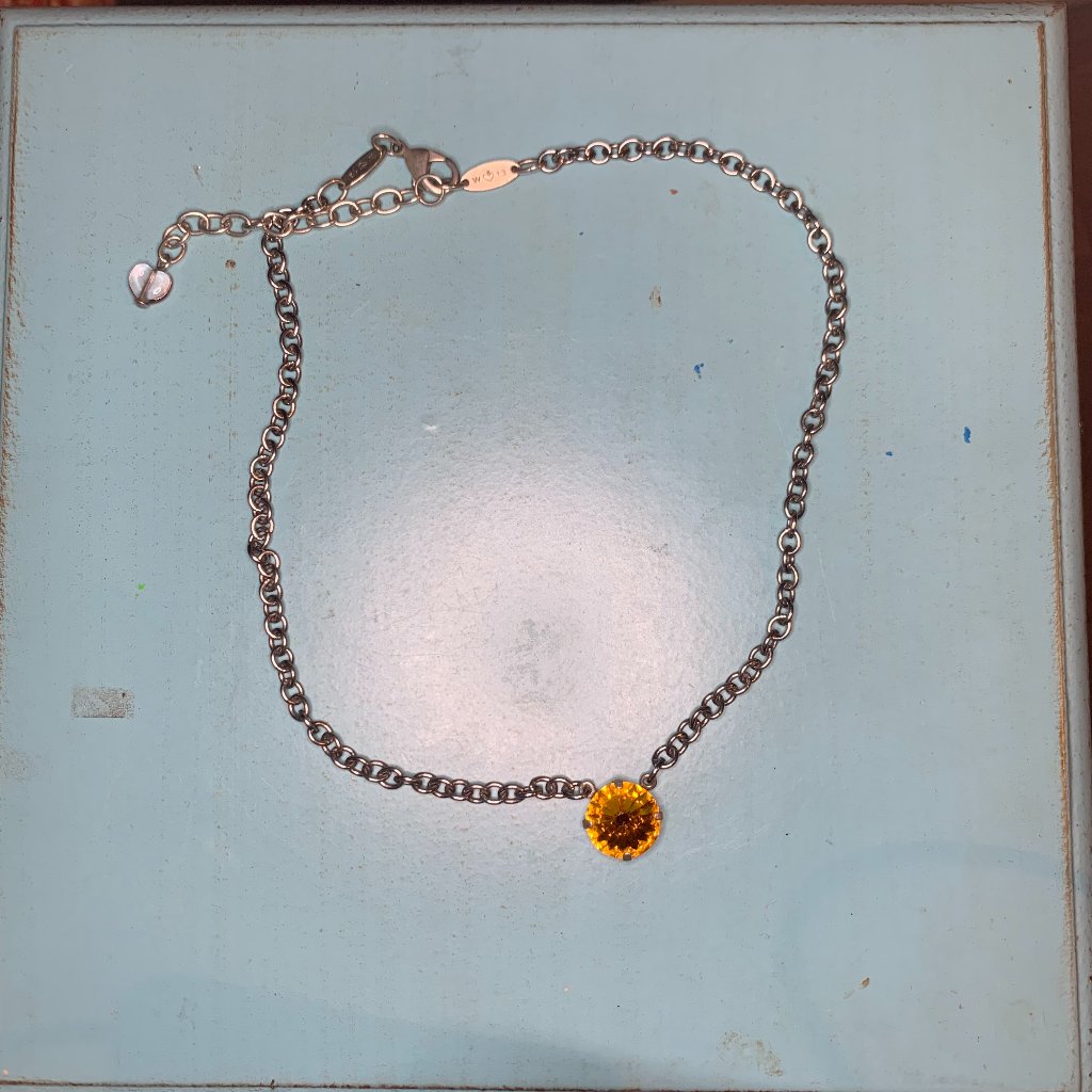 Authentic Sabika Necklace Choker Topaz Bright Yellow Gold Circle Pendant
